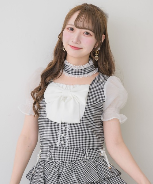 ROJITA(ロジータ)の「【セットアップ対応】リボンチョーカートップス(シャツ/ブラウス・レディース・グレー/その他/ブラック・FREE)」の5枚目の写真