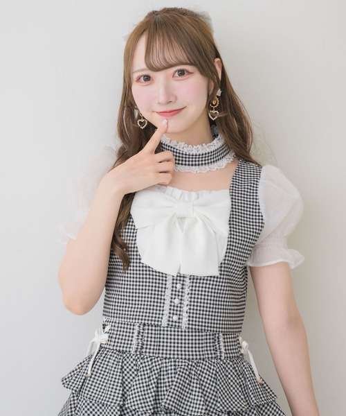 ROJITA(ロジータ)の「【セットアップ対応】リボンチョーカートップス(シャツ/ブラウス・レディース・グレー/その他/ブラック・FREE)」の6枚目の写真