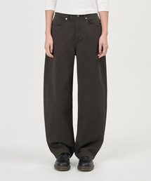 Curved Wide Cotton Pants (Charcoal)