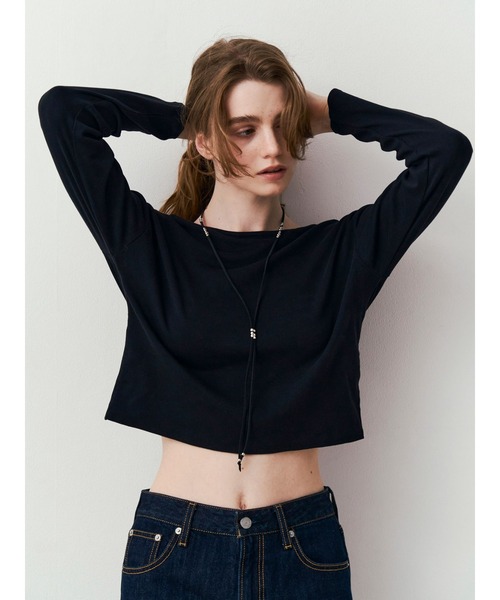 Ungrid(アングリッド)の「バックデザインロングスリーブTee(Tシャツ/カットソー・レディース・ライトグレー/ブラック/ピンク・FREE)」の7枚目の写真