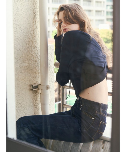Ungrid(アングリッド)の「バックデザインロングスリーブTee(Tシャツ/カットソー・レディース・ライトグレー/ブラック/ピンク・FREE)」の9枚目の写真