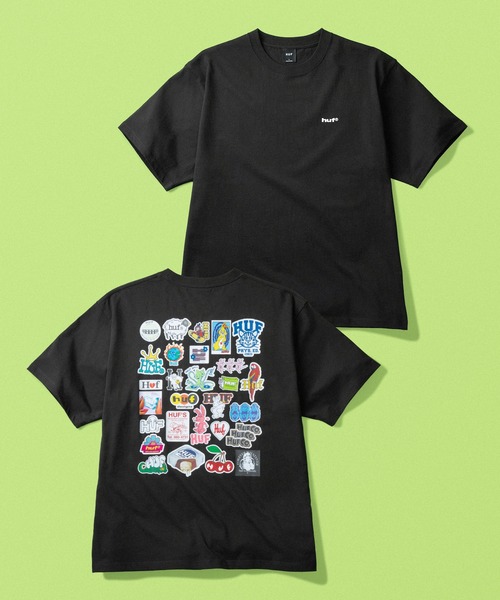 HUF(ハフ)の「STICKER PACK TEE(Tシャツ/カットソー・メンズ・ブラック/ブラウン/ホワイト・XL/L/M/S)」の2枚目の写真