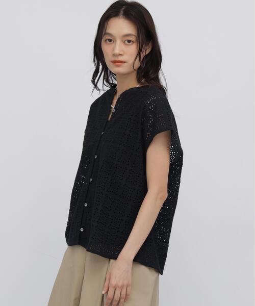 human woman（ヒューマンウーマン）の「◆インドコットンアイレット刺繍ブラウス（シャツ/ブラウス・レディース・ホワイト/ブラック・MEDIUM）」の8枚目の写真