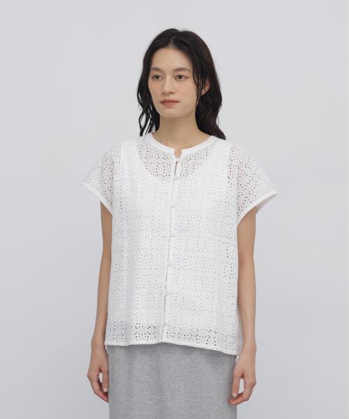 human woman（ヒューマンウーマン）の「◆インドコットンアイレット刺繍ブラウス（シャツ/ブラウス・レディース・ホワイト/ブラック・MEDIUM）」の16枚目の写真