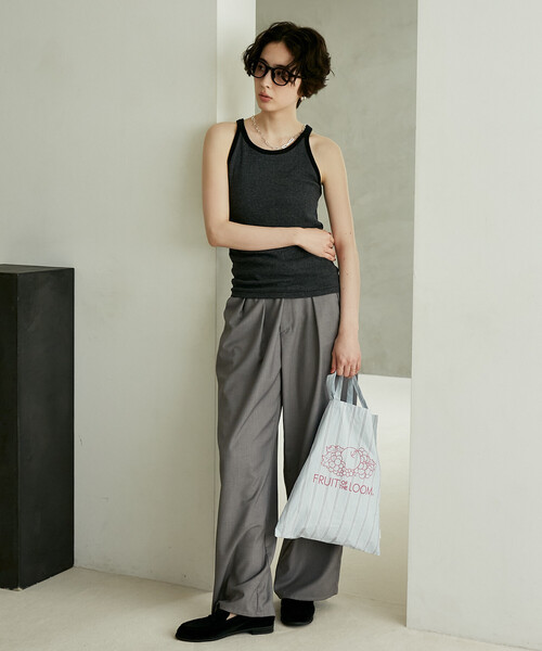 FREAK'S STORE（フリークスストア）の「MILLER/ミラー Panel Rib America Sleeve Tank/パネルリブ アメスリタンクトップ/カップ付きタンクトップ（タンクトップ・レディース・ダークブラウン/チャコール/レッド・ﾌﾘ-）」の6枚目の写真
