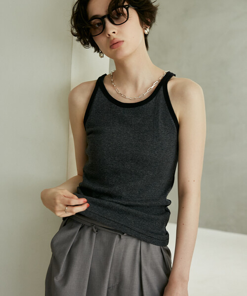 FREAK'S STORE（フリークスストア）の「MILLER/ミラー Panel Rib America Sleeve Tank/パネルリブ アメスリタンクトップ/カップ付きタンクトップ（タンクトップ・レディース・ダークブラウン/チャコール/レッド・ﾌﾘ-）」の11枚目の写真