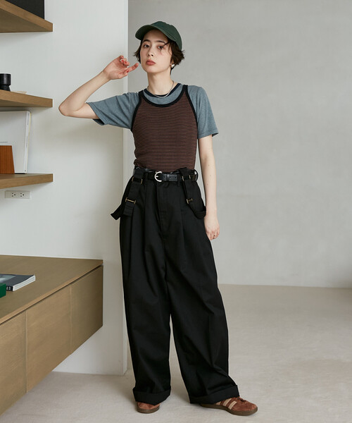 FREAK'S STORE（フリークスストア）の「MILLER/ミラー Panel Rib America Sleeve Tank/パネルリブ アメスリタンクトップ/カップ付きタンクトップ（タンクトップ・レディース・ダークブラウン/チャコール/レッド・ﾌﾘ-）」の18枚目の写真