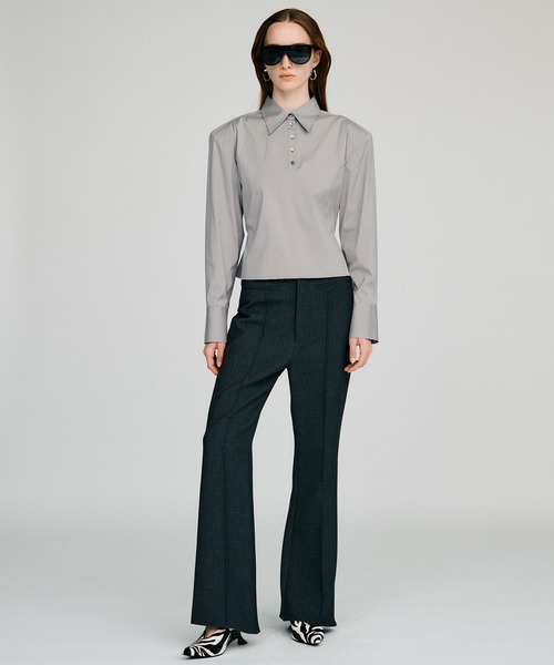 PRANK PROJECT(プランクプロジェクト)の「【2026Autumn Pre-Order】ハイウエストスリムフレアパンツ / High-Waist Slim Flare Pants(その他パンツ・レディース・ブラック/チャコールグレー・38/36)」の4枚目の写真