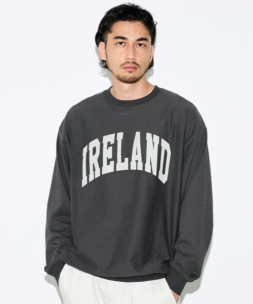coca(coca)(コカ)の「スウェット風カレッジプリントワイドロンT(Tシャツ/カットソー・メンズ・ライトグレー/チャコール/ダークグリーン/ネイビー・XL/L/M)」の1枚目の写真