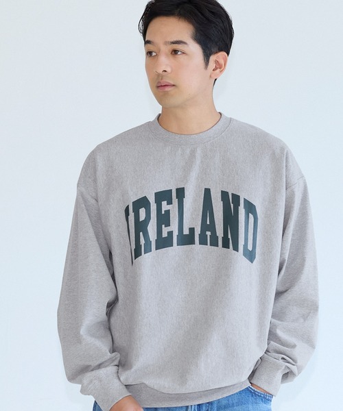 coca(coca)(コカ)の「スウェット風カレッジプリントワイドロンT(Tシャツ/カットソー・メンズ・ライトグレー/チャコール/ダークグリーン/ネイビー・XL/L/M)」の2枚目の写真