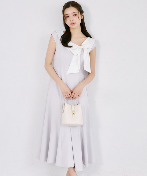 セール】【ZOZO限定】アシンメトリーリボンネック配色ノースリーブ