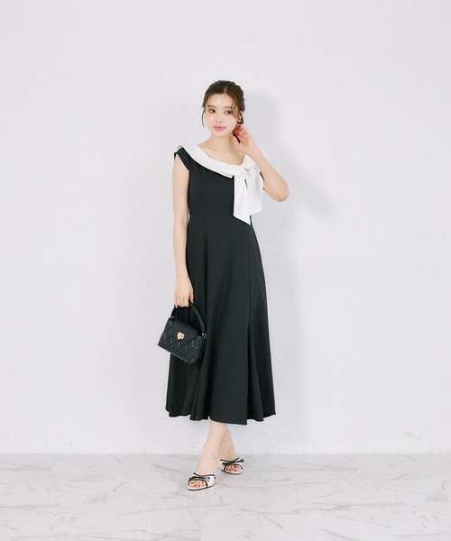 セール】【ZOZO限定】アシンメトリーリボンネック配色ノースリーブ