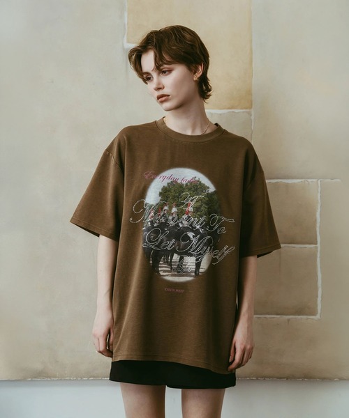 Knuth Marf（クヌースマーフ）の「rhinestone graphic tee(unisex)（Tシャツ/カットソー・レディース・ブラック/ブラウン・FREE）」の2枚目の写真