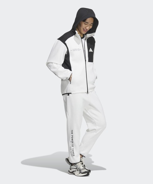 adidas(アディダス)の「アディダスアダプテーション レギュラーフィット フード付きフルジップトラックトップ / ジャージ / アディダス adidas(マウンテンパーカー・メンズ・ホワイト・XX-LARGE/MEDIUM/LARGE/3XL/X-SMALL/X-LARGE/SMALL)」の3枚目の写真