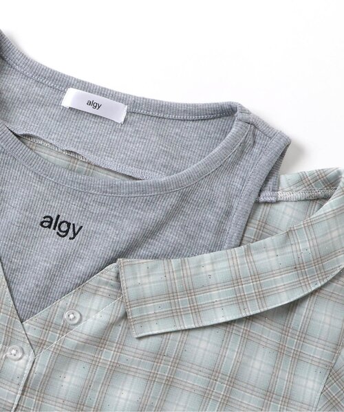 algy(アルジー)の「肩あきレイヤード風キラキラチェック半袖シャツ(シャツ/ブラウス・キッズ・ベージュ/ブラック/ミント・140/150/160/130)」の8枚目の写真