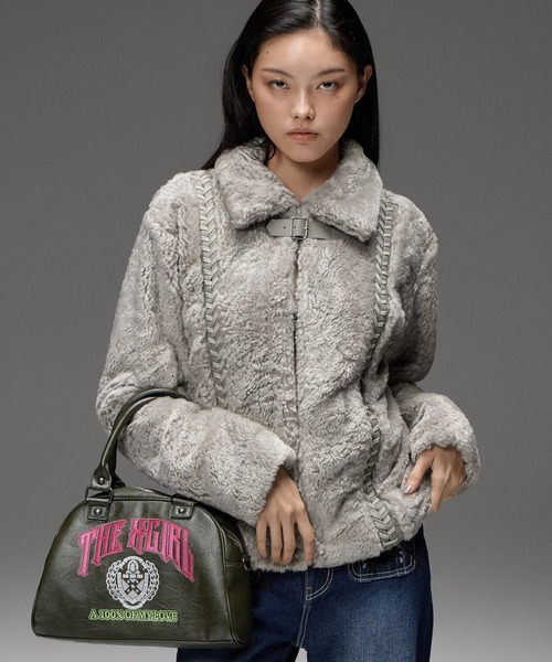 X-girl(エックスガール)の「FAUX FUR LACE UP JACKET(その他アウター・レディース・グレー/ブラック・S/M)」の7枚目の写真