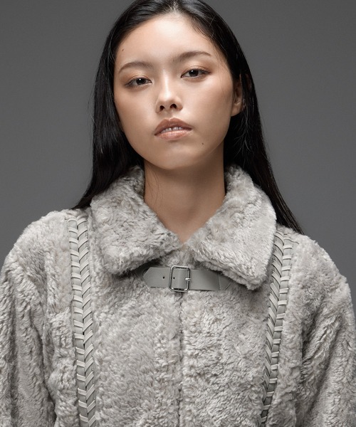 X-girl(エックスガール)の「FAUX FUR LACE UP JACKET(その他アウター・レディース・グレー/ブラック・S/M)」の10枚目の写真