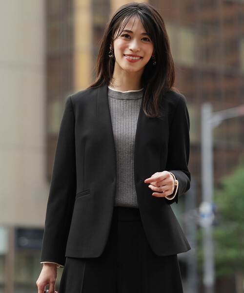 ANY SIS（エニィスィス）の「ビューティサーモ2WAYストレッチ ノーカラージャケット（ノーカラージャケット・レディース・グレー系/ネイビー系/ブラック系・X-LARGE）」の5枚目の写真