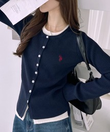 Ada.（エイダ）の「【Ada.別注 U.S. POLO ASSN.】 レイヤード風デザイン バイカラー リブ カーディガン（カーディガン/ボレロ）」