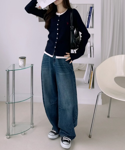 Ada.（エイダ）の「【Ada.別注 U.S. POLO ASSN.】 レイヤード風デザイン バイカラー リブ カーディガン（カーディガン/ボレロ・レディース・グレー/ボルドー・M/L）」の8枚目の写真