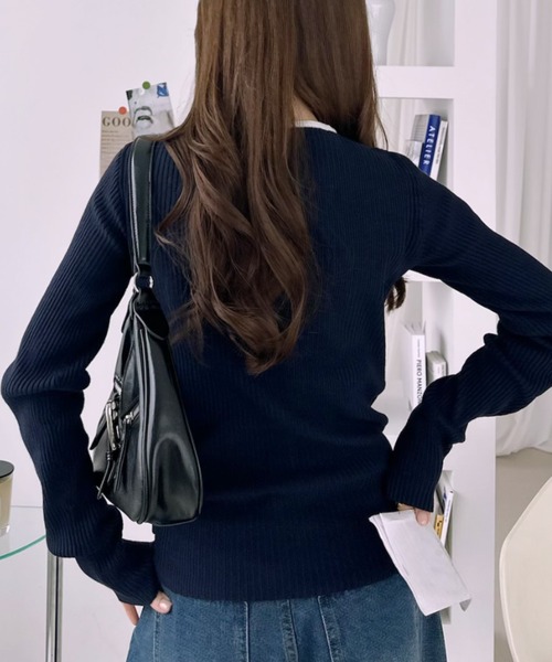 Ada.（エイダ）の「【Ada.別注 U.S. POLO ASSN.】 レイヤード風デザイン バイカラー リブ カーディガン（カーディガン/ボレロ・レディース・グレー/ボルドー・M/L）」の9枚目の写真