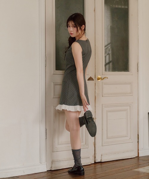 エムミーエメ プティドットフリルミニワンピース fupel（フぺル）の「dot frill mini onepiece / ドットフリルミニ