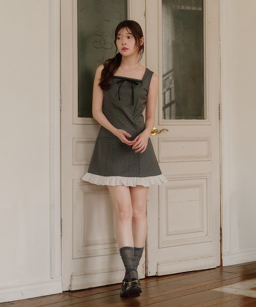 fupel(フぺル)の「dot frill mini onepiece / ドットフリルミニワンピース(ワンピース・レディース・グレー/ブラウン・FREE)」の21枚目の写真