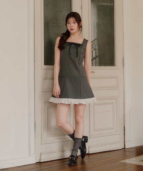 fupel(フぺル)の「dot frill mini onepiece / ドットフリルミニワンピース(ワンピース・レディース・グレー/ブラウン・FREE)」の22枚目の写真