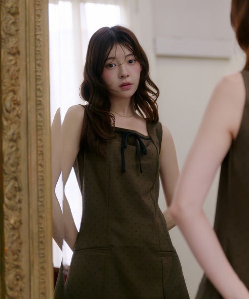 fupel(フぺル)の「dot frill mini onepiece / ドットフリルミニワンピース(ワンピース・レディース・グレー/ブラウン・FREE)」の16枚目の写真