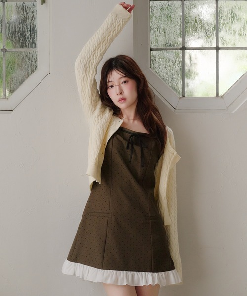 fupel(フぺル)の「dot frill mini onepiece / ドットフリルミニワンピース(ワンピース・レディース・グレー/ブラウン・FREE)」の14枚目の写真