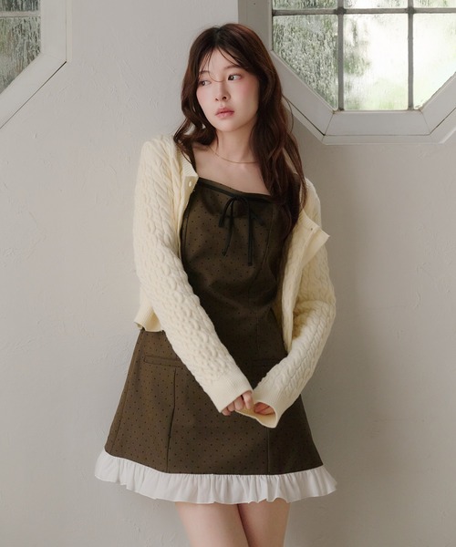 fupel(フぺル)の「dot frill mini onepiece / ドットフリルミニワンピース(ワンピース・レディース・グレー/ブラウン・FREE)」の13枚目の写真