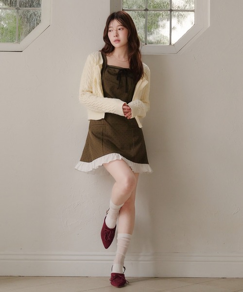 fupel(フぺル)の「dot frill mini onepiece / ドットフリルミニワンピース(ワンピース・レディース・グレー/ブラウン・FREE)」の8枚目の写真