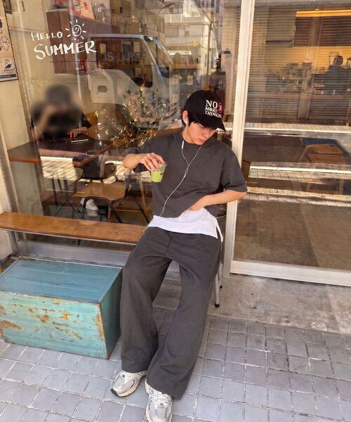 NOMING(ノミング)の「ワンタックワイドスウェットパンツ - チャコール(スウェットパンツ・メンズ・チャコール・SMALL/MEDIUM/LARGE/X-LARGE)」の18枚目の写真