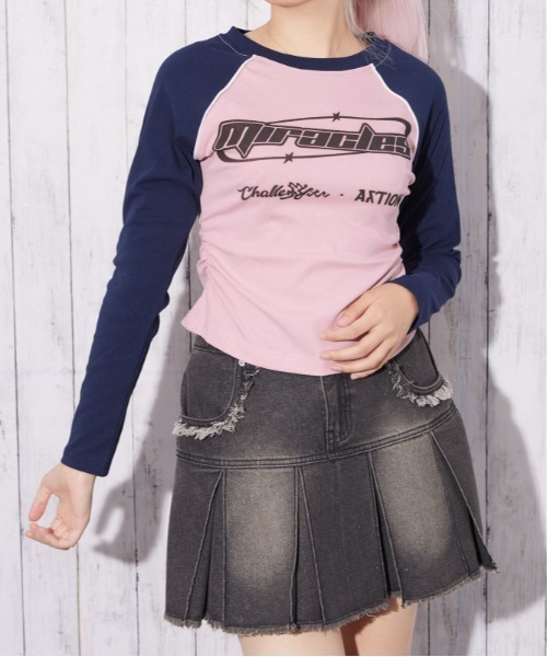 GORGE（ゴージ）の「ラインラグラン ロゴトップス｜全3色（Tシャツ/カットソー・レディース・オフホワイト/チャコール/ピンク・F）」の10枚目の写真