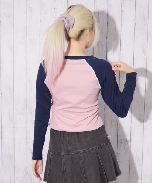 GORGE（ゴージ）の「ラインラグラン ロゴトップス｜全3色（Tシャツ/カットソー・レディース・オフホワイト/チャコール/ピンク・F）」の12枚目の写真