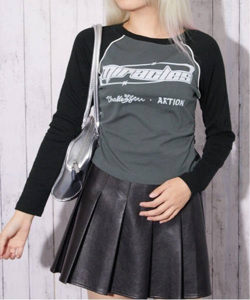 GORGE（ゴージ）の「ラインラグラン ロゴトップス｜全3色（Tシャツ/カットソー・レディース・オフホワイト/チャコール/ピンク・F）」の13枚目の写真