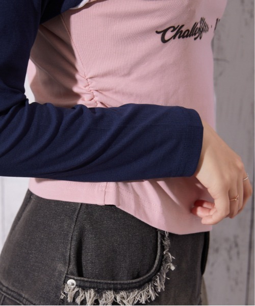GORGE（ゴージ）の「ラインラグラン ロゴトップス｜全3色（Tシャツ/カットソー・レディース・オフホワイト/チャコール/ピンク・F）」の19枚目の写真