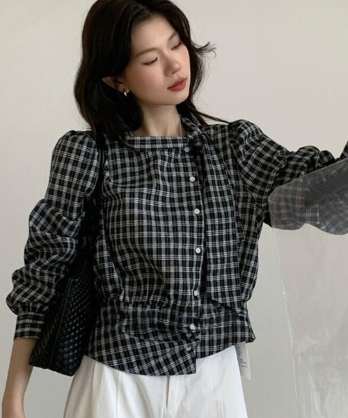 semplice（センプリチェ）の「ブラウス（シャツ/ブラウス・レディース・ホワイト/ブラック・F）」の4枚目の写真