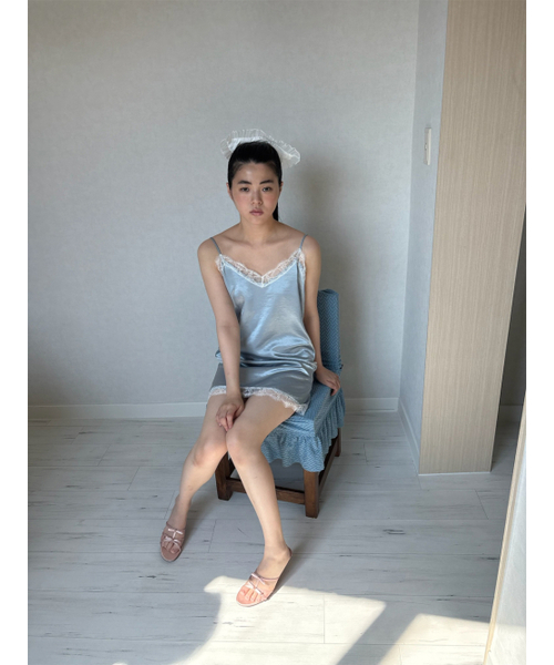 THEPORTA（ザ ポルタ）の「SATIN LACE SLIP DRESS, DUSTY BLUE（ワンピース・レディース・その他・OS）」の5枚目の写真