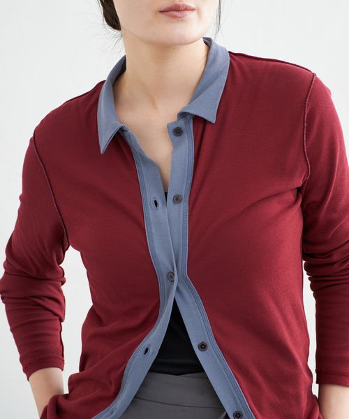 IENA(イエナ)の「CURRENTAGE/カレンテージ COTTON Layered カットソー A2563UTS410(Tシャツ/カットソー・レディース・ブラウン/ブルー系その他・FREE)」の2枚目の写真
