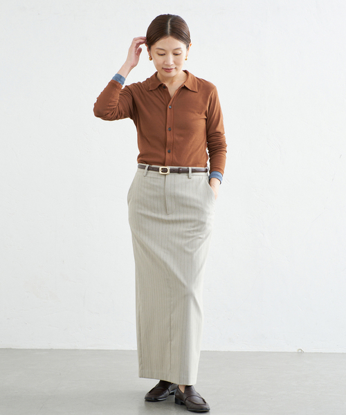 IENA(イエナ)の「CURRENTAGE/カレンテージ COTTON Layered カットソー A2563UTS410(Tシャツ/カットソー・レディース・ブラウン/ブルー系その他・FREE)」の3枚目の写真
