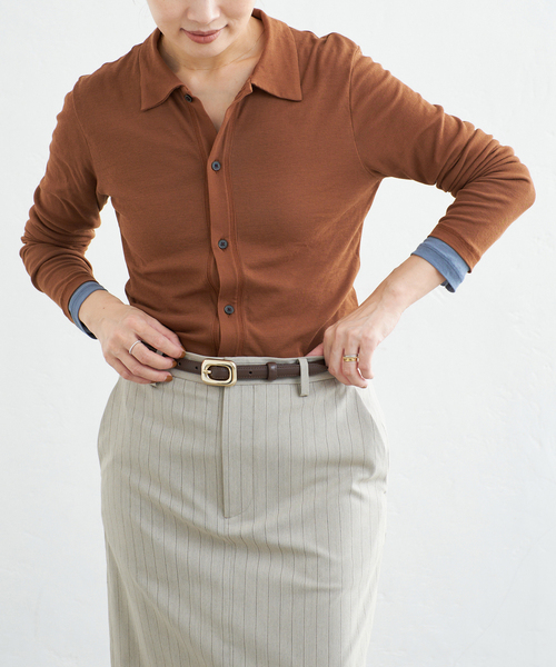 IENA(イエナ)の「CURRENTAGE/カレンテージ COTTON Layered カットソー A2563UTS410(Tシャツ/カットソー・レディース・ブラウン/ブルー系その他・FREE)」の6枚目の写真