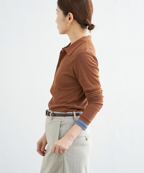 IENA(イエナ)の「CURRENTAGE/カレンテージ COTTON Layered カットソー A2563UTS410(Tシャツ/カットソー・レディース・ブラウン/ブルー系その他・FREE)」の7枚目の写真
