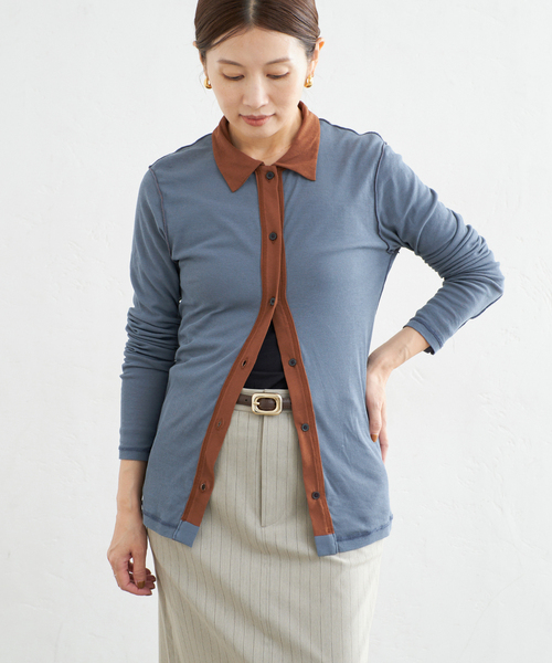 IENA(イエナ)の「CURRENTAGE/カレンテージ COTTON Layered カットソー A2563UTS410(Tシャツ/カットソー・レディース・ブラウン/ブルー系その他・FREE)」の13枚目の写真