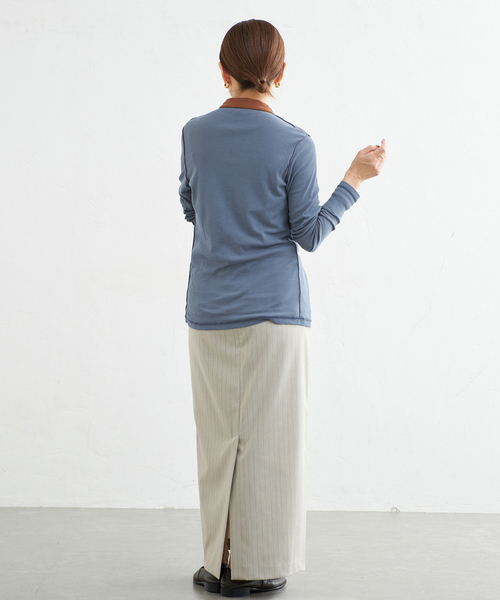 IENA(イエナ)の「CURRENTAGE/カレンテージ COTTON Layered カットソー A2563UTS410(Tシャツ/カットソー・レディース・ブラウン/ブルー系その他・FREE)」の18枚目の写真