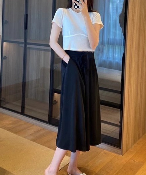 Miniministore(ミニミニストア)の「ワイドパンツ ガウチョパンツ レディース(その他パンツ・レディース・ベージュ/ブラック・FREE)」の1枚目の写真