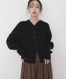 リブニットフーディカーディガン