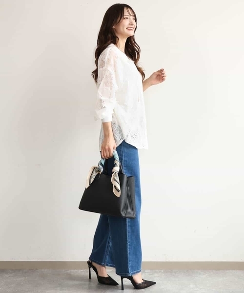 MK MICHEL KLEIN（エムケーミッシェルクラン）の「[洗える]シアーレースシャツブラウス（シャツ/ブラウス・レディース・ホワイト/ブラック・38）」の7枚目の写真