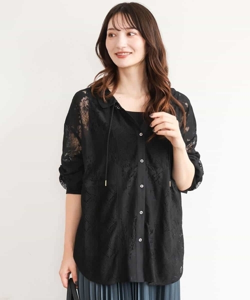 MK MICHEL KLEIN（エムケーミッシェルクラン）の「[洗える]シアーレースシャツブラウス（シャツ/ブラウス・レディース・ホワイト/ブラック・38）」の8枚目の写真