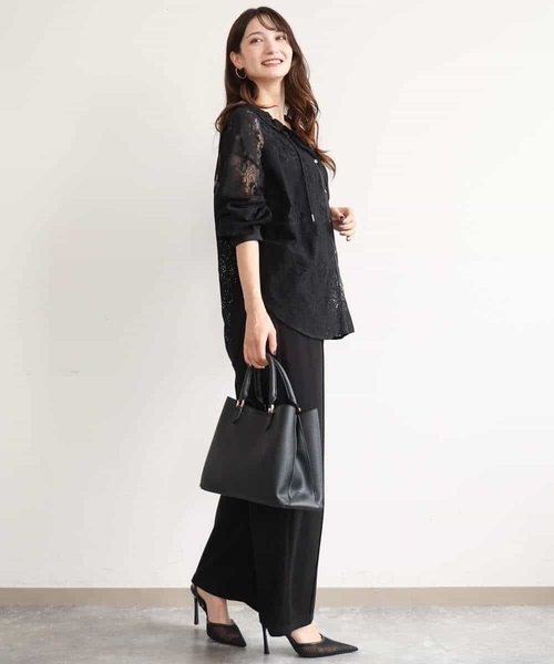 MK MICHEL KLEIN（エムケーミッシェルクラン）の「[洗える]シアーレースシャツブラウス（シャツ/ブラウス・レディース・ホワイト/ブラック・38）」の12枚目の写真